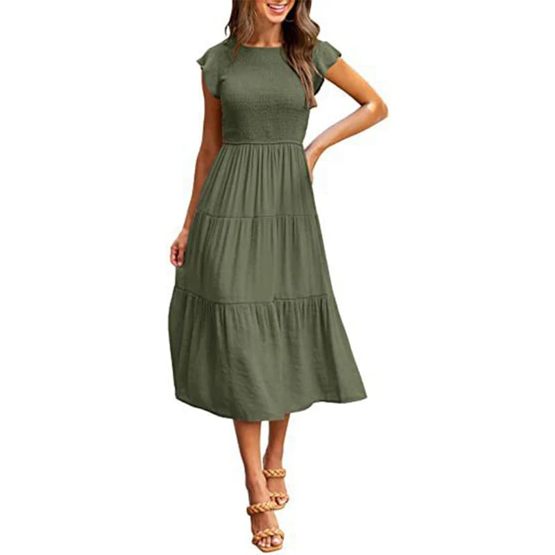 Eaksone - Women's summer casual flowing short midi dress