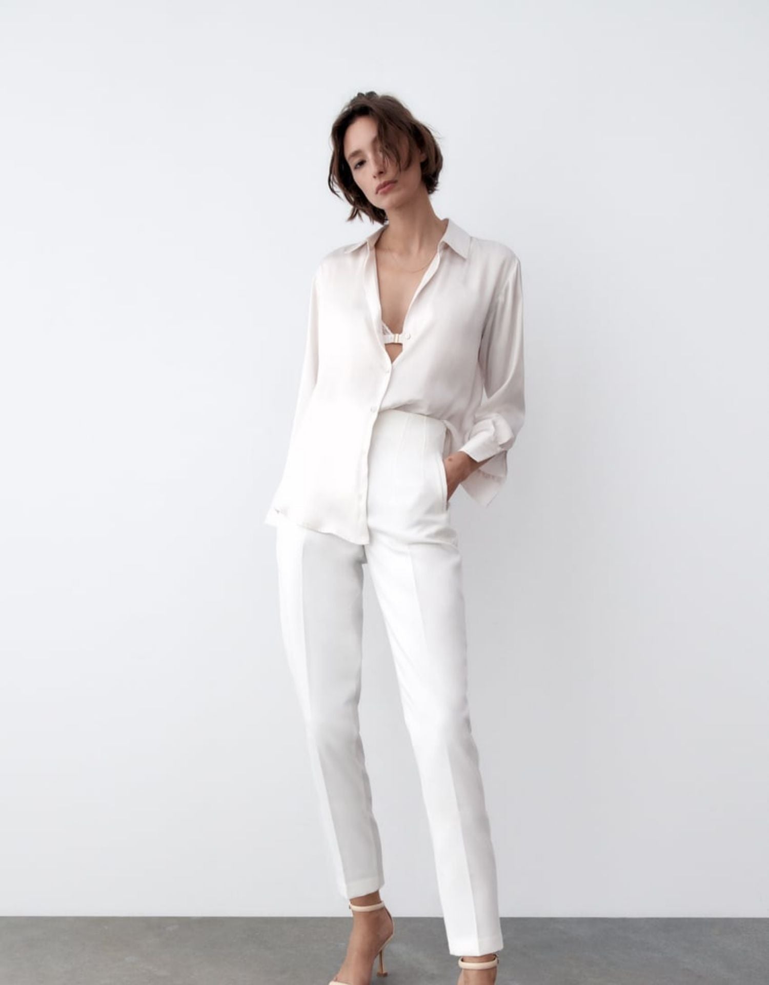 Eaksone - Tailored Pleat High Waist Pants