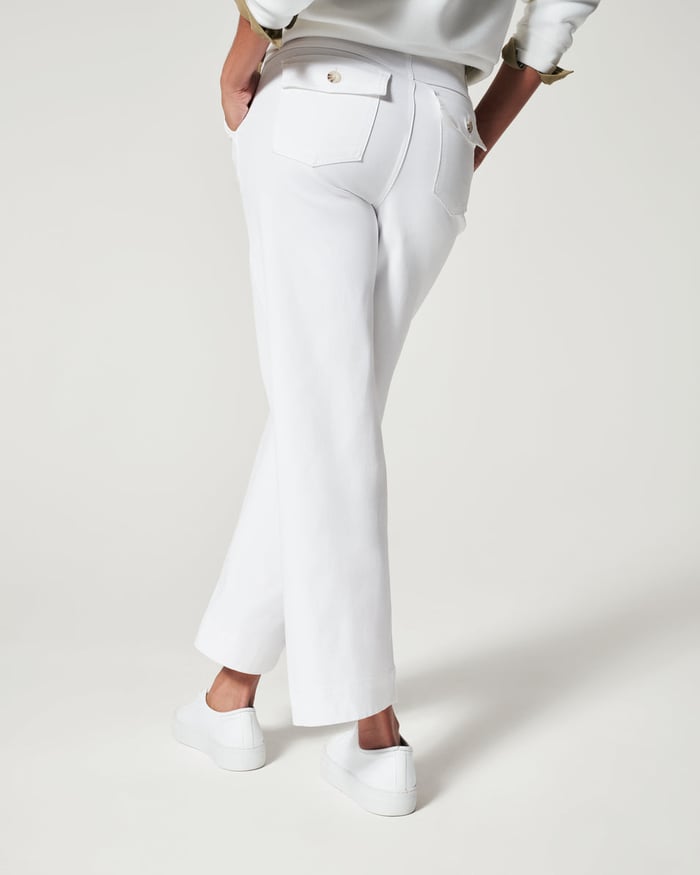 Eaksone - Stretch Twill Cropped Wide Leg Pants