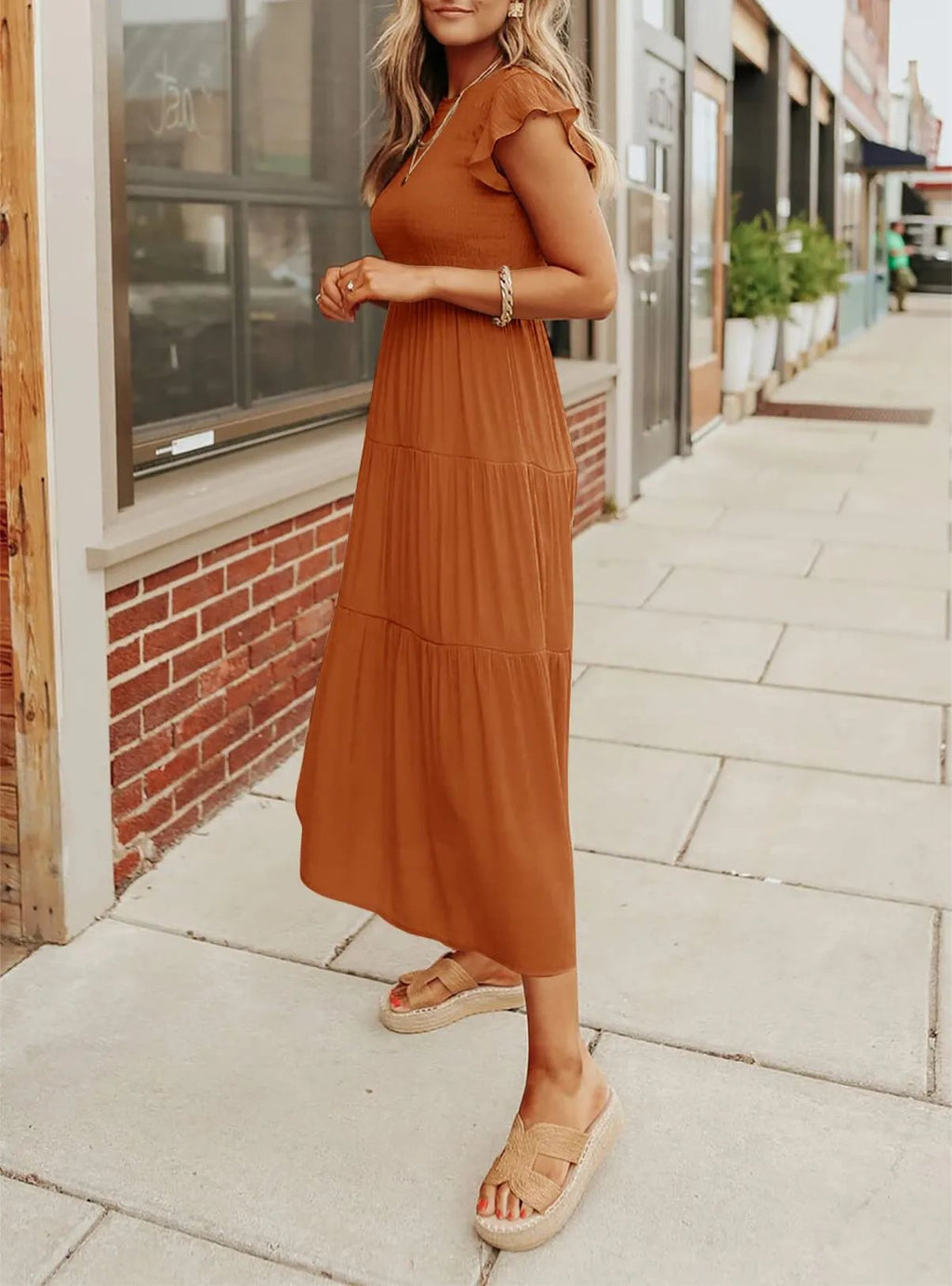 Eaksone - Women's summer casual flowing short midi dress