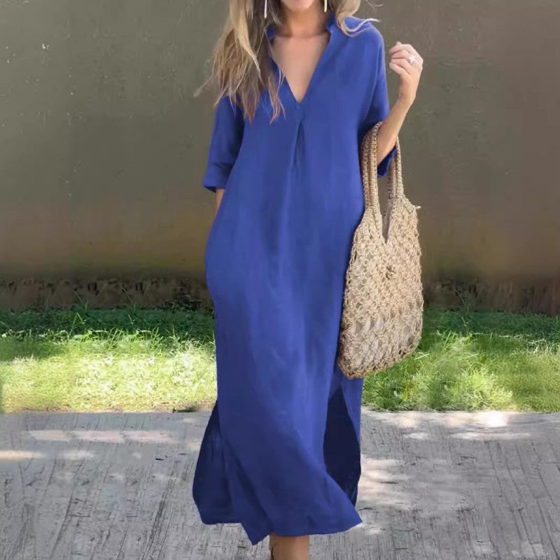 Eaksone - Elegante jurk met split V-hals