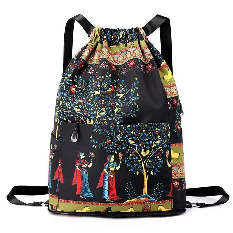 Eaksone - Drawstring Foldable Large Capacity Dry-wet Separation Travel Sports Backpack