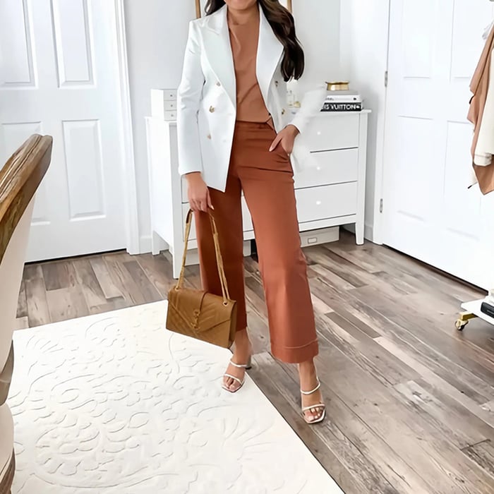 Eaksone - Stretch Twill Cropped Wide Leg Pants