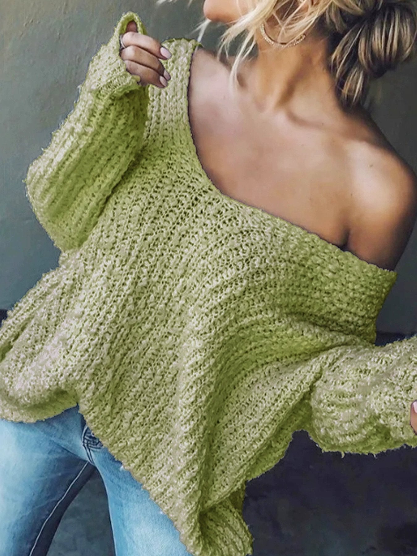 Eaksone - Women's Off-the-Shoulder Sweater Loose Lightweight Pullover Top