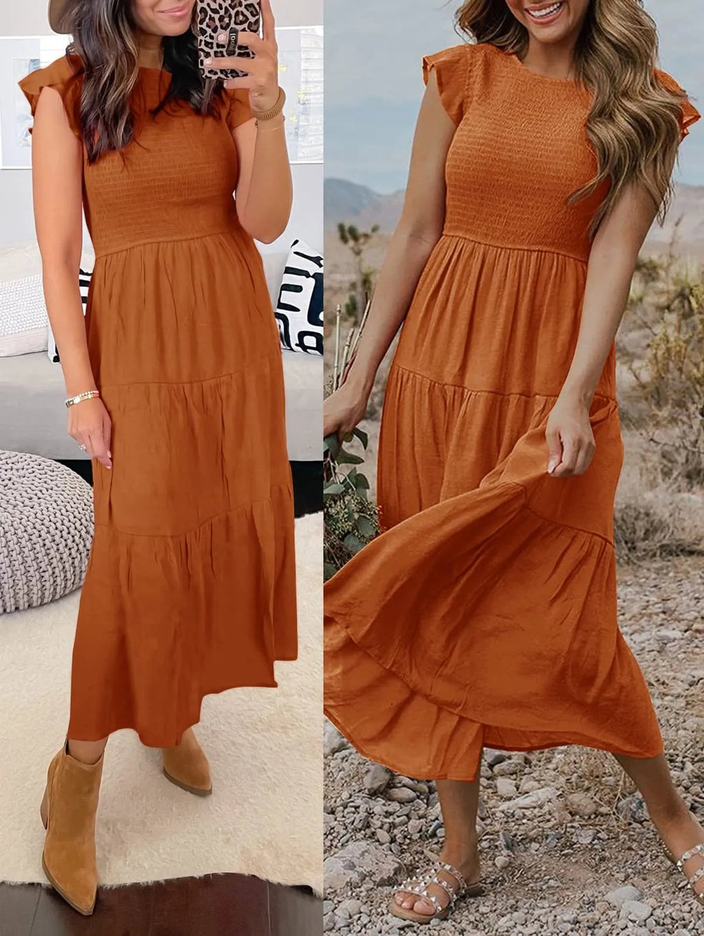 Eaksone - Women's summer casual flowing short midi dress