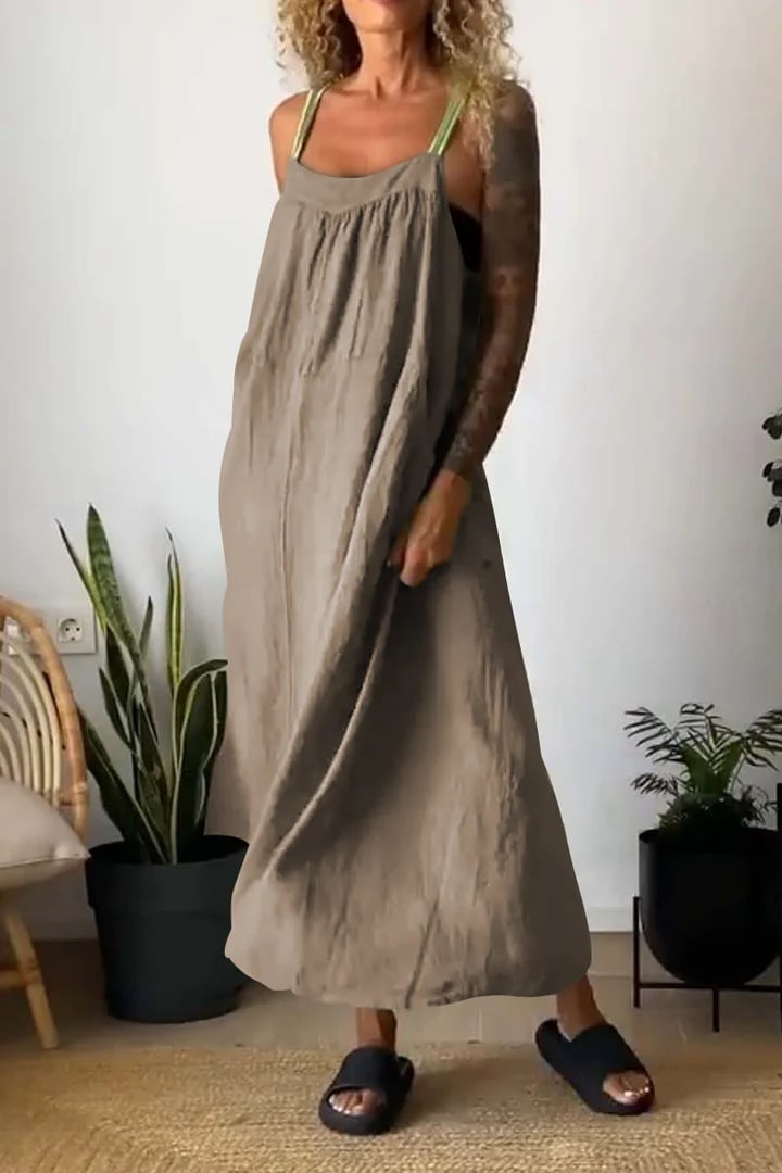 Eaksone - Women's Simple Cotton Linen Sling Dress