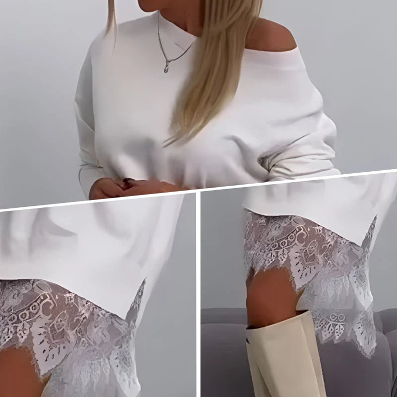 Eaksone - lace trim slit loose midi skirts