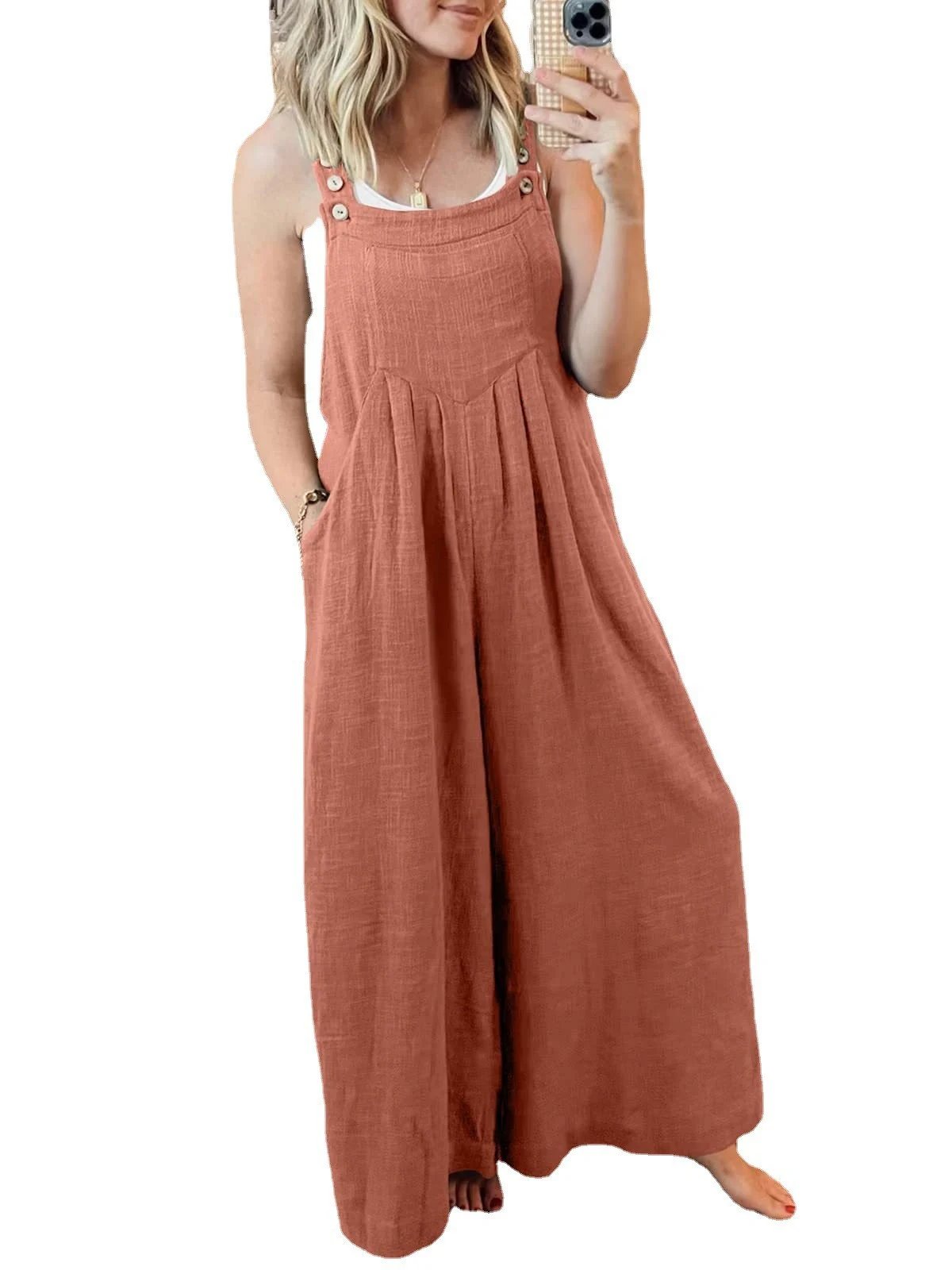 Eaksone - SALE PLUS SIZE WIDE LEG OVERALLS JUMPSUIT
