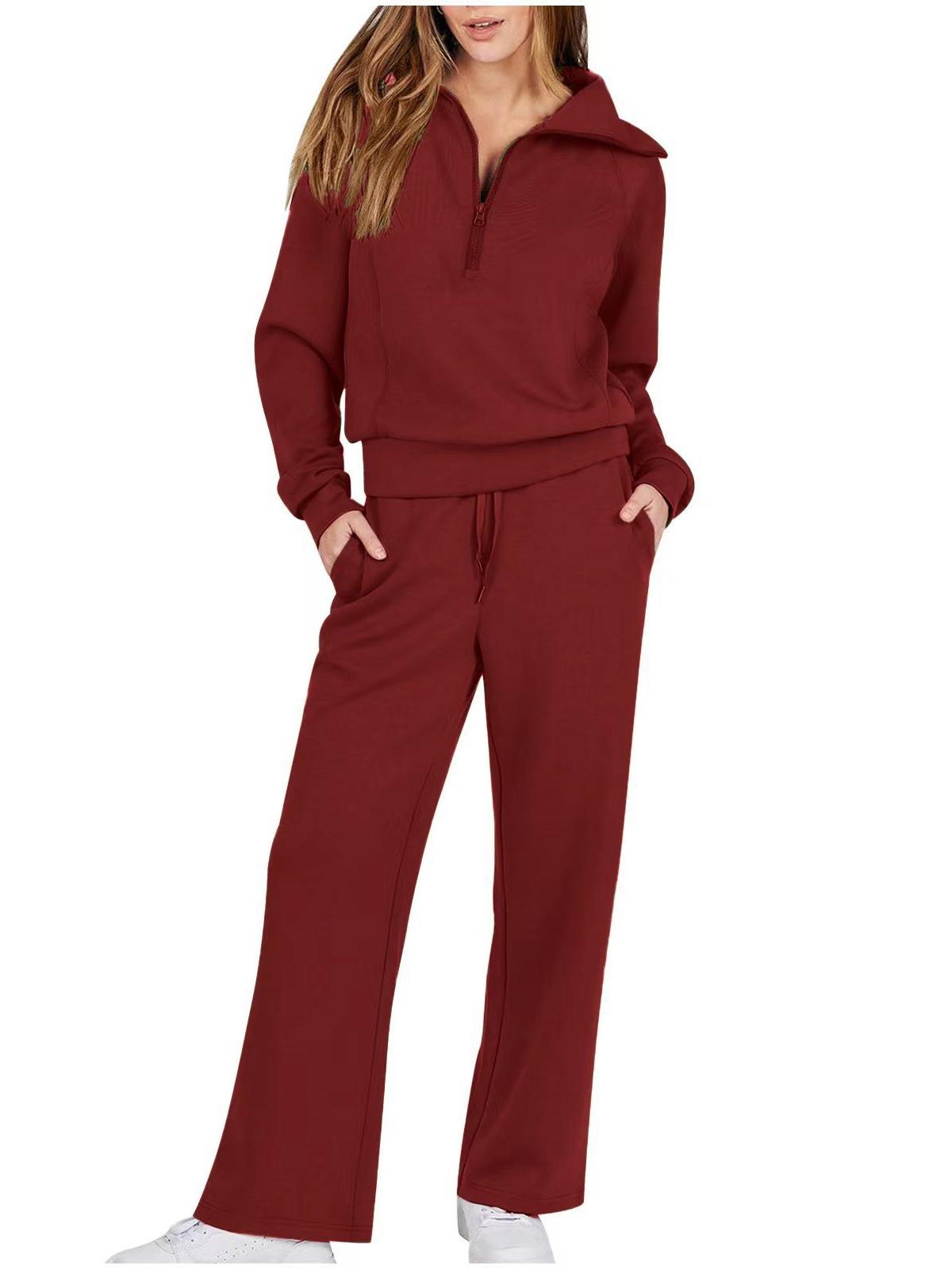 Eaksone - Women's Navy Collar Half Zip Suit