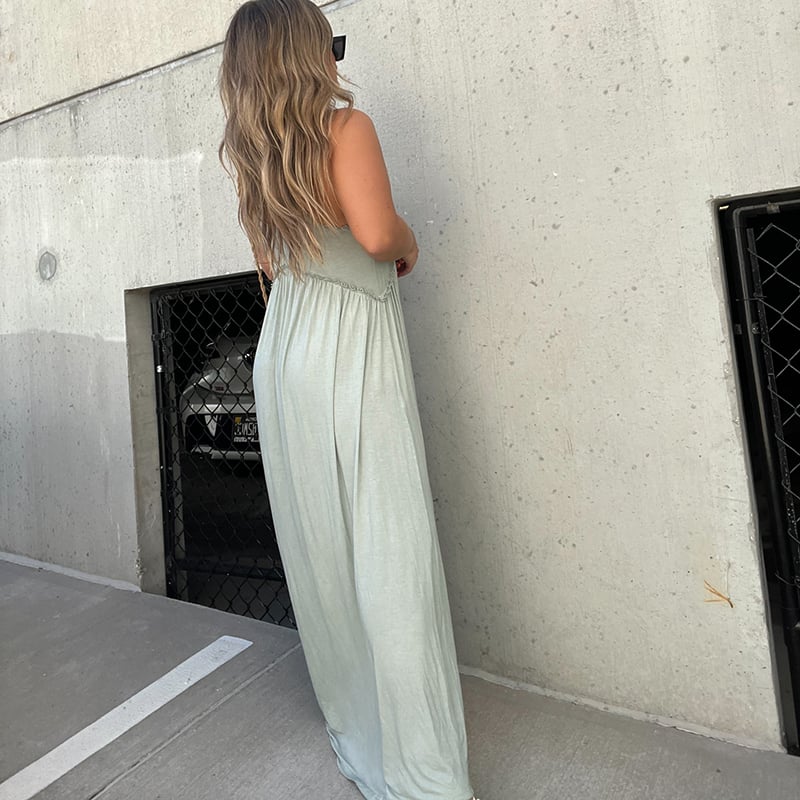Eaksone - Slit Casual Simple Loose Maxi Long Dress