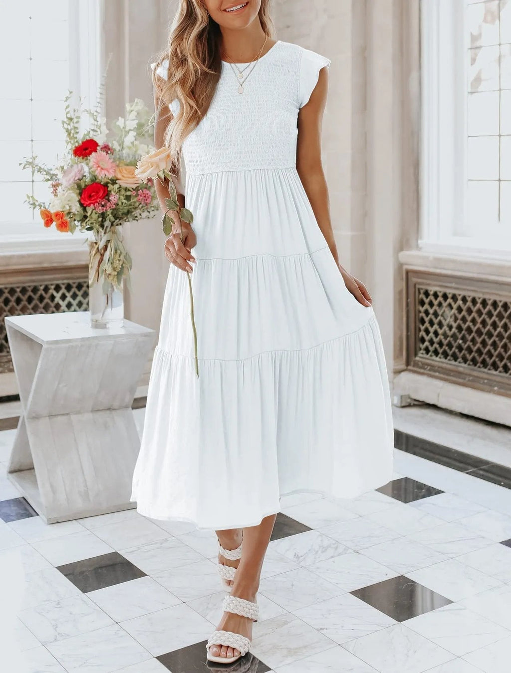 Eaksone - Women's summer casual flowing short midi dress