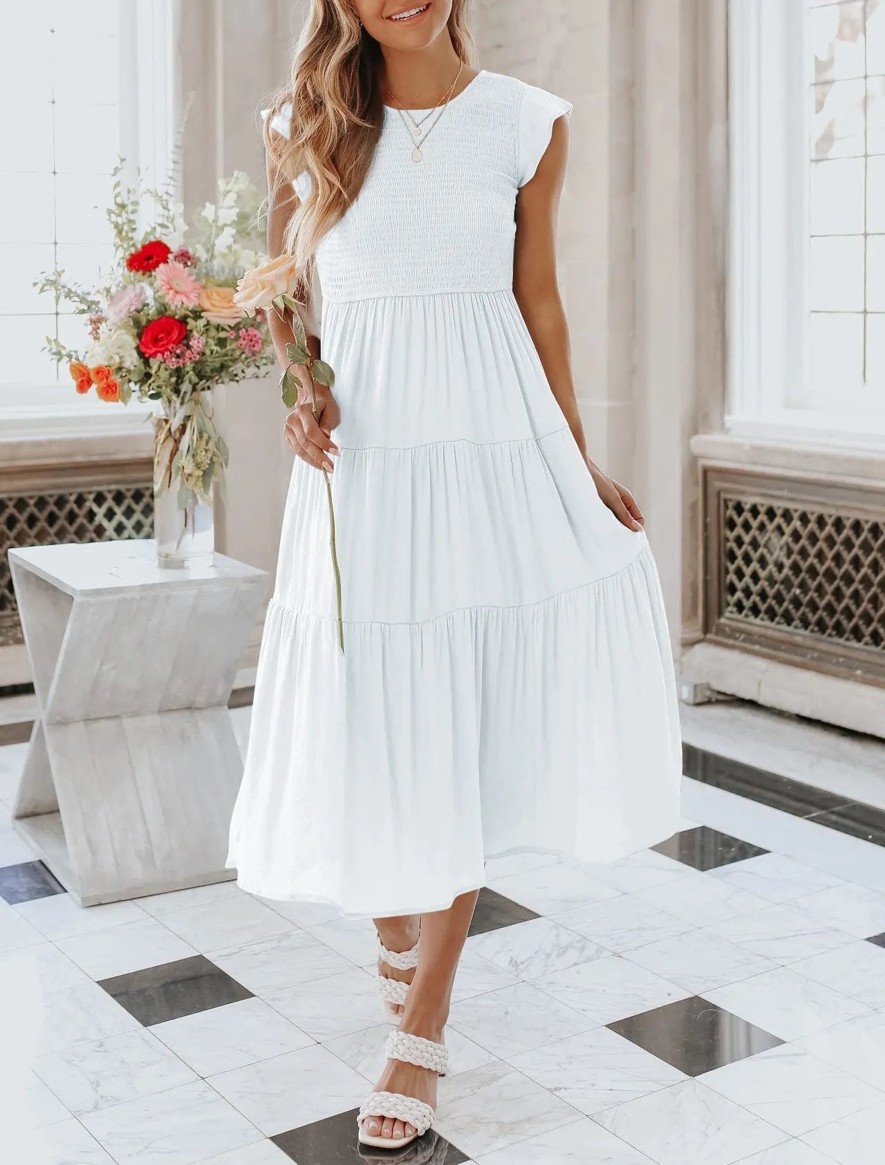 Eaksone - Women's summer casual flowing short midi dress