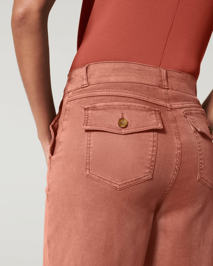 Eaksone - Stretch Twill Cropped Wide Leg Pants