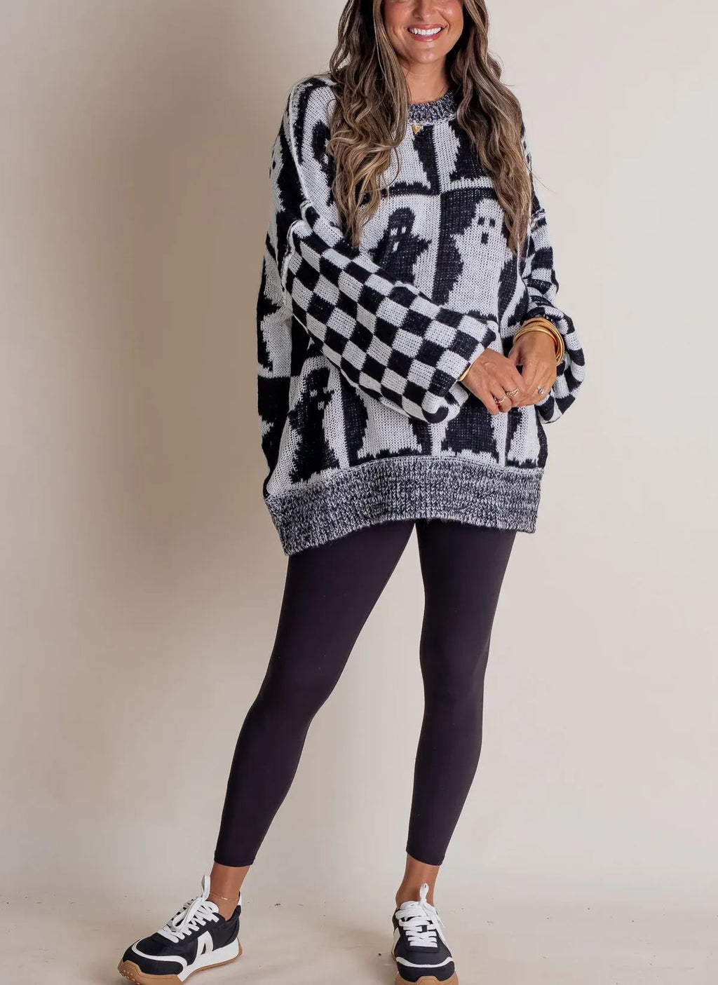 Eaksone - Women's Halloween Checkered Sweater