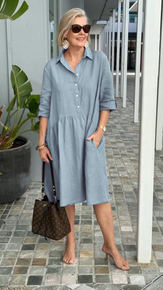 Eaksone - New Women's Cotton linen casual dress