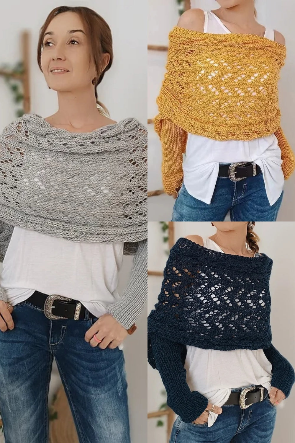 Eaksone - Knitted Wrap Shrugs For Women