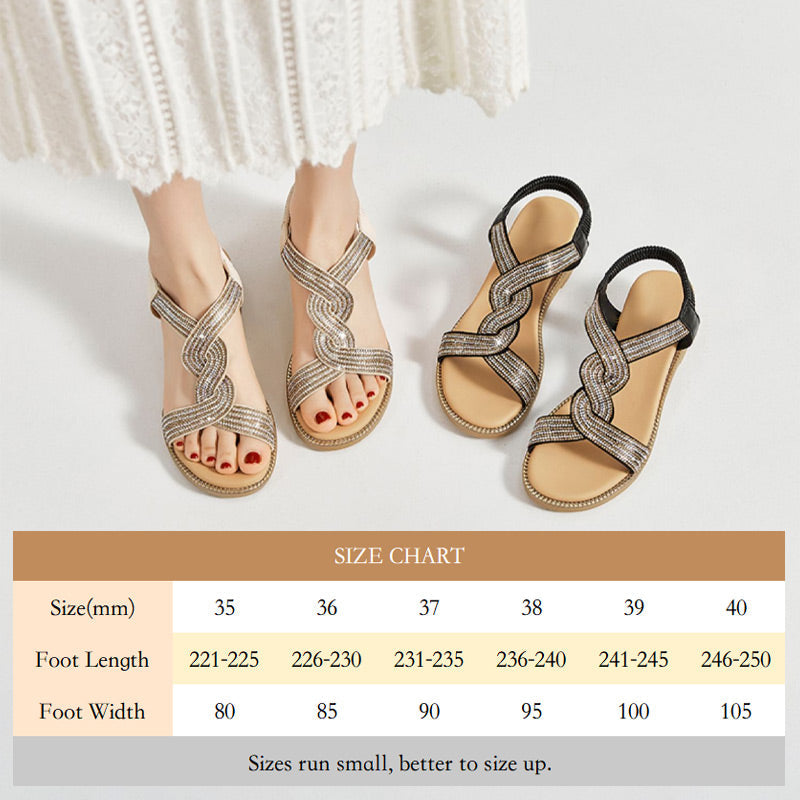 Eaksone - Anti-skid Soft Sole Rhinestone Wedge Heel Sandals