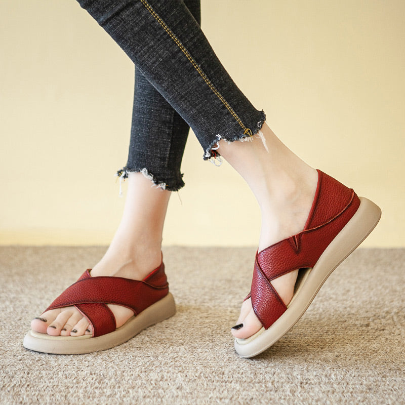 Eaksone - Women's Soft Cross Leather Sandals
