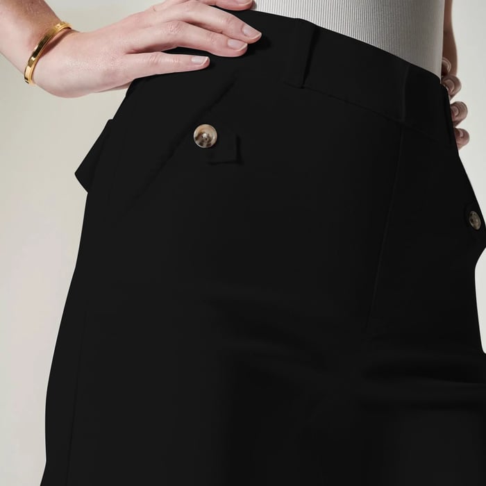 Eaksone - Stretch Twill Cropped Wide Leg Pants
