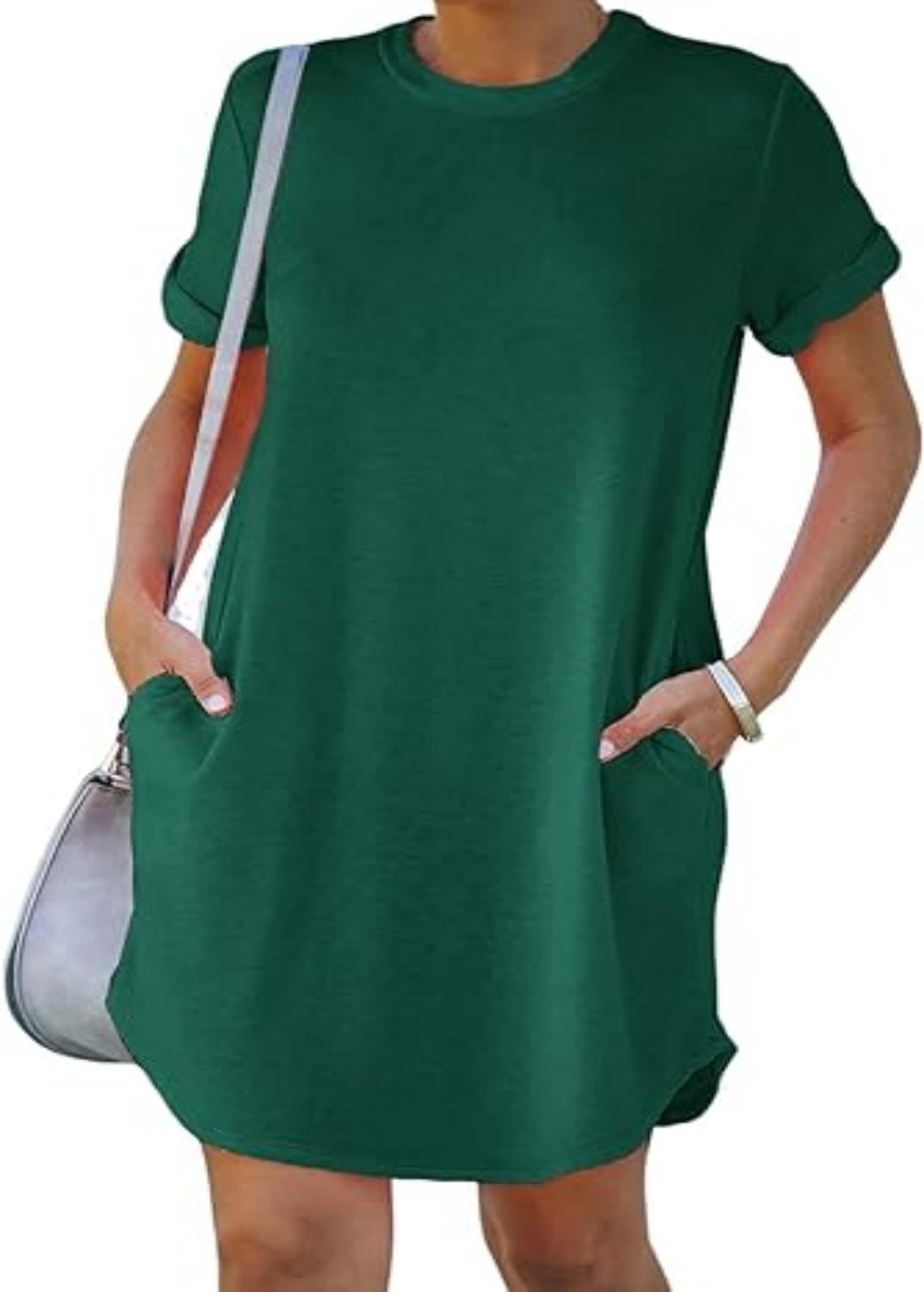 Eaksone - Casual short-sleeved T-shirt dress with pockets