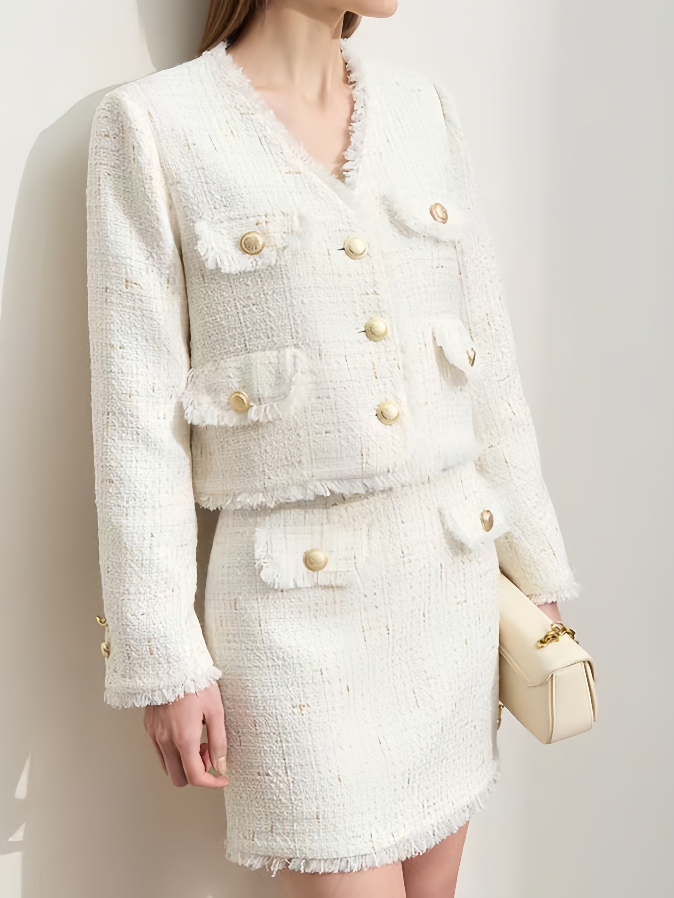 Elegant Floral Button Down Blazer Women's European Jacket and Mini Skirt Set
