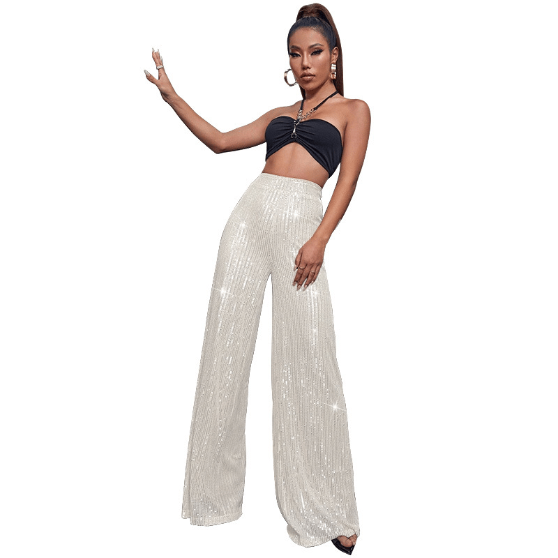 Eaksone - black sequin stretch pants