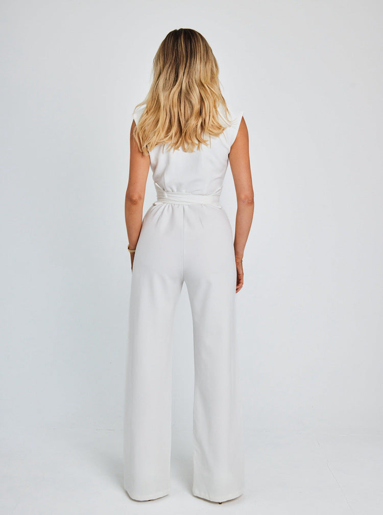 Eaksone - Women's Sleeveless Wide-Leg Jumpsuit