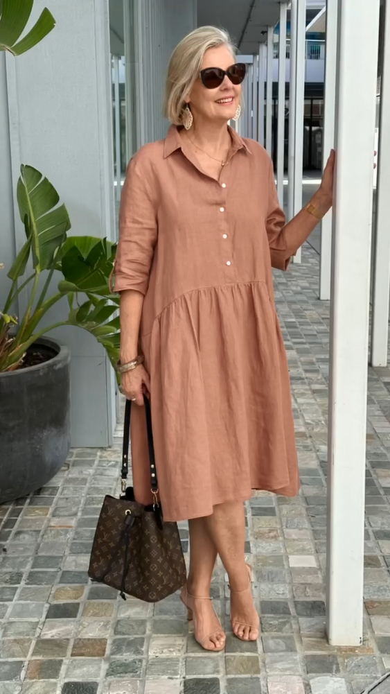 Eaksone - New Women's Cotton linen casual dress