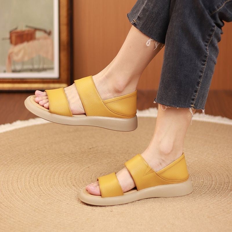 Eaksone - New Thick Soled Women's Fashionable Leather Sandals