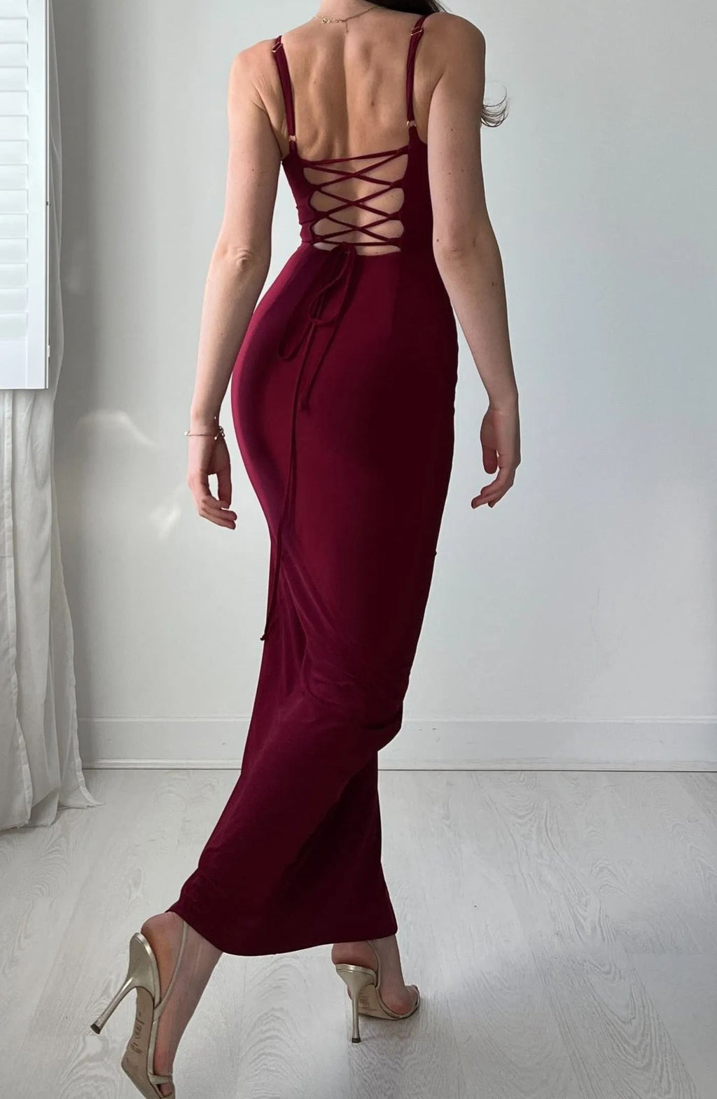 Eaksone - Adjustable Strap Drawstring Waist Bodycon Dress