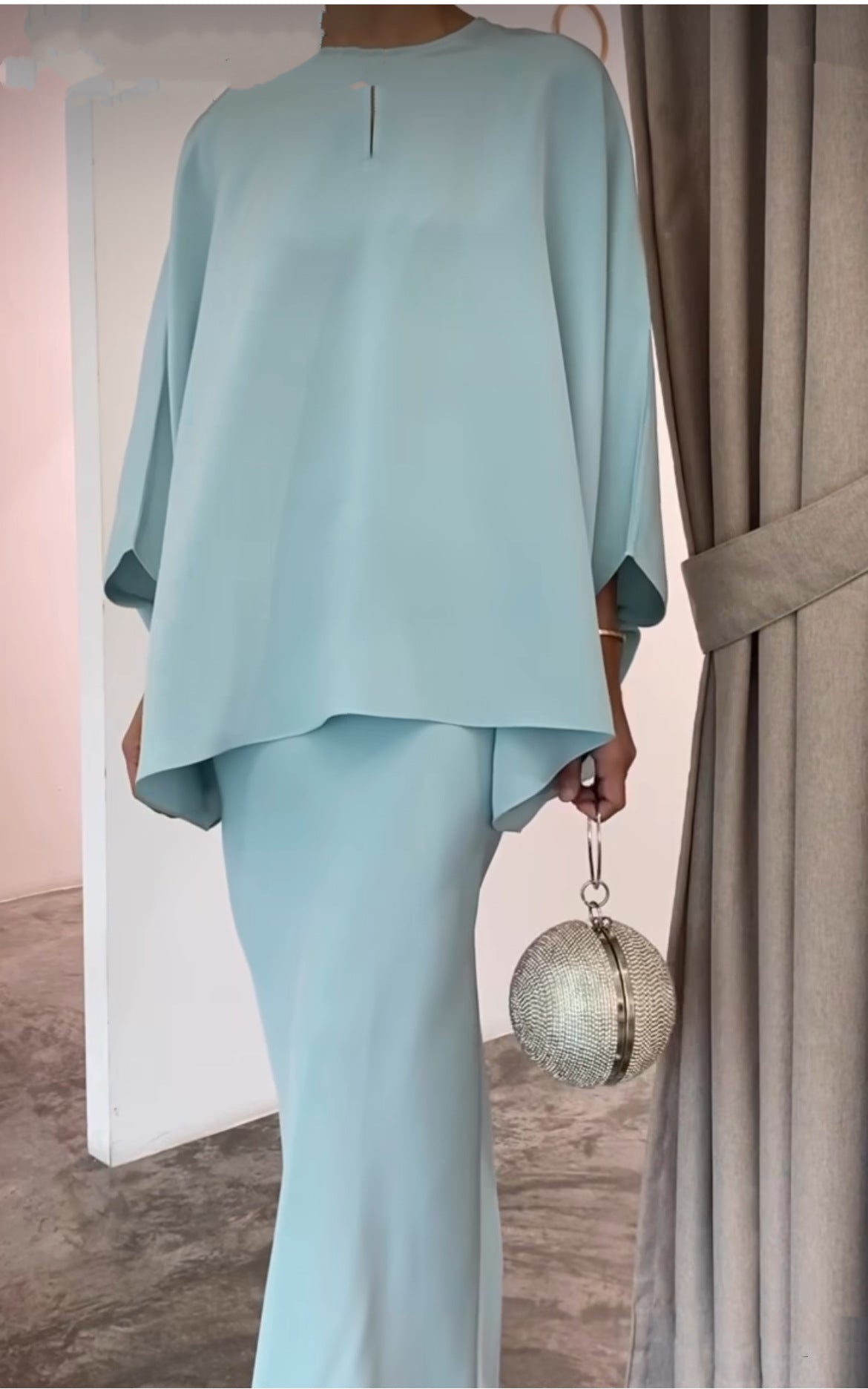 Eaksone - Fashion Solid Color Irregular Top Skirt Two-Piece Set