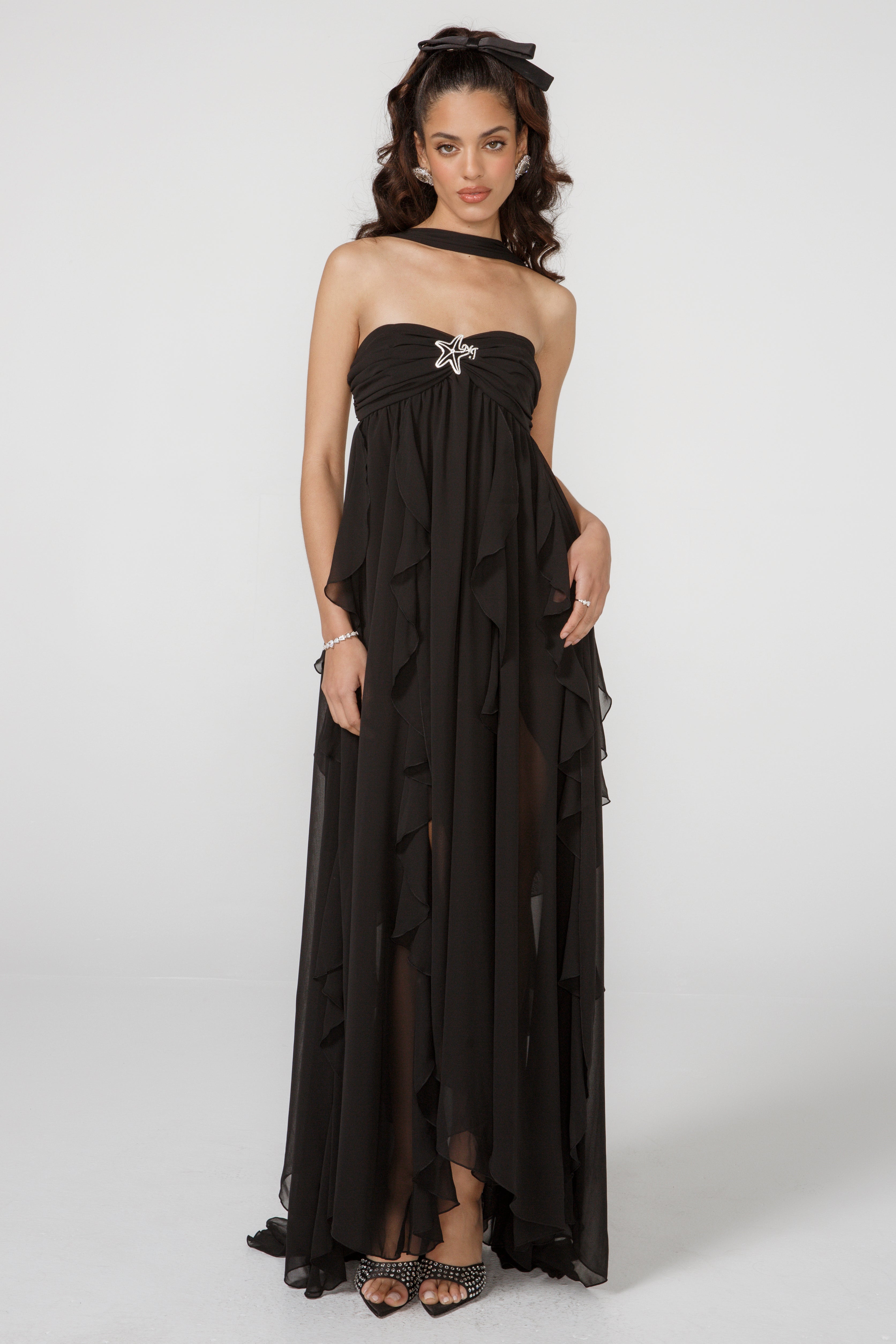 Eaksone - French halterneck chiffon dress