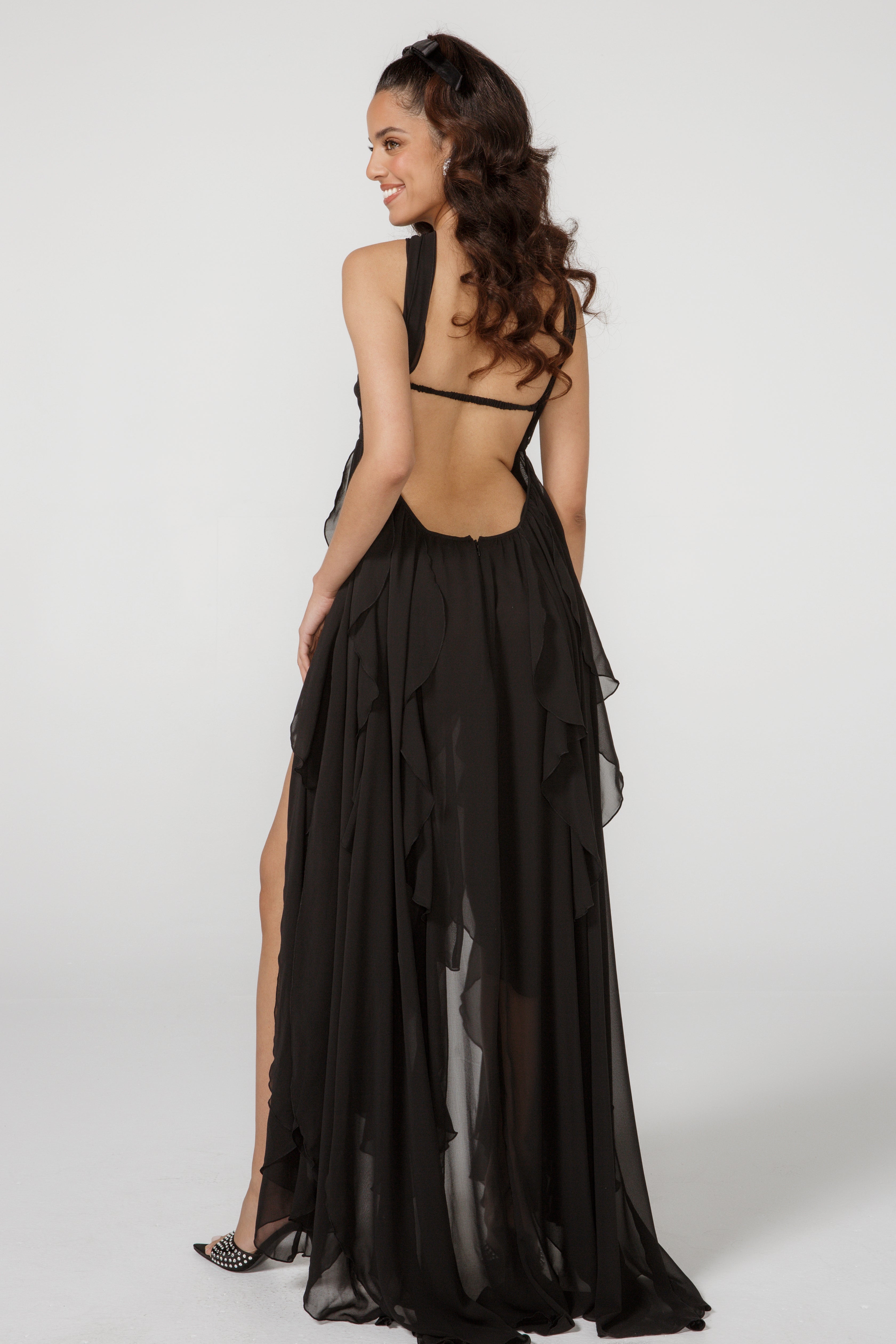 Eaksone - French halterneck chiffon dress