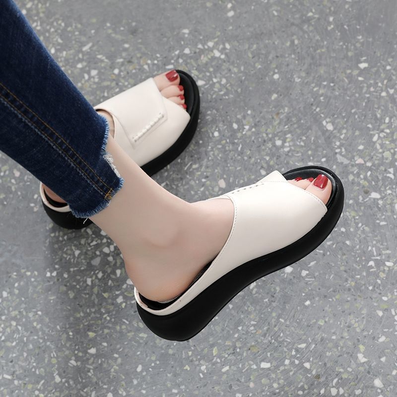 Eaksone - Women's New Thick-Bottomed Fish Mouth Slippers