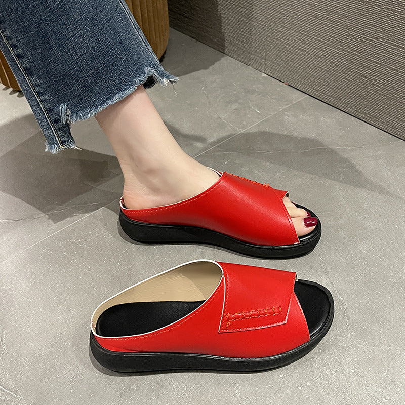 Eaksone - Women's New Thick-Bottomed Fish Mouth Slippers