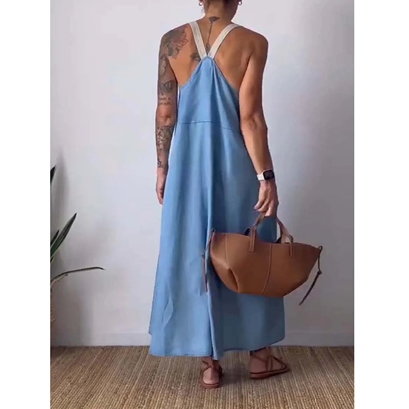 Eaksone - Women's Simple Cotton Linen Sling Dress