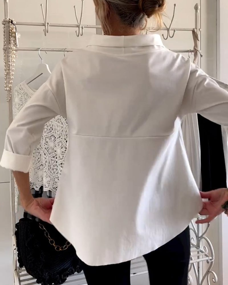 Eaksone - Casual Wide Lapel Turtleneck Top