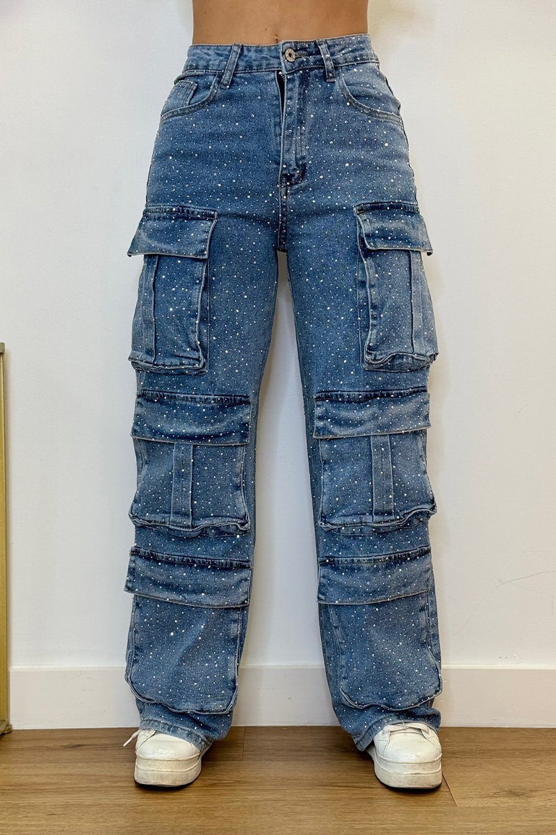 Eaksone - Rhinestone Jeans