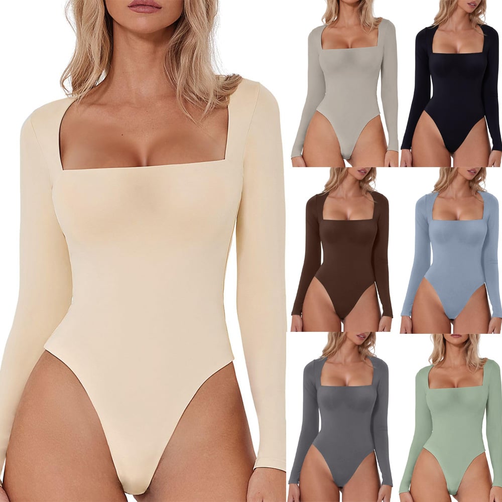 Eaksone - luxe square neck long sleeve bodysuit