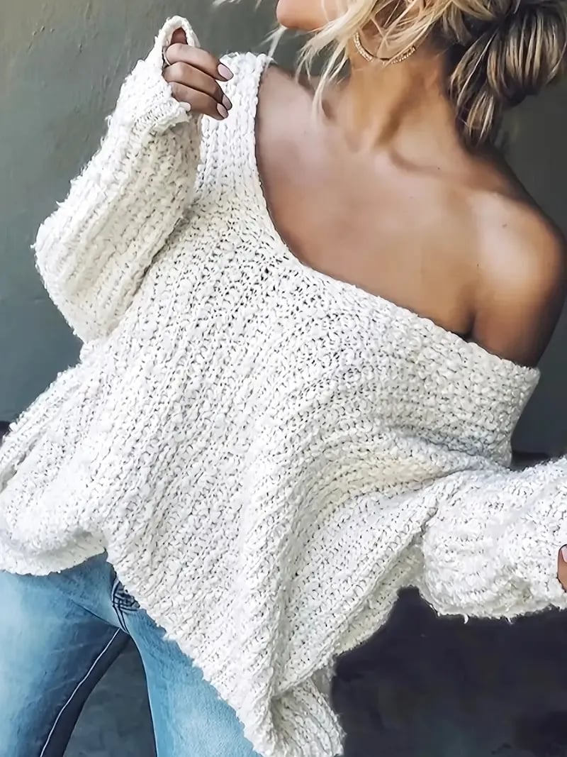 Eaksone - Women's Off-the-Shoulder Sweater Loose Lightweight Pullover Top