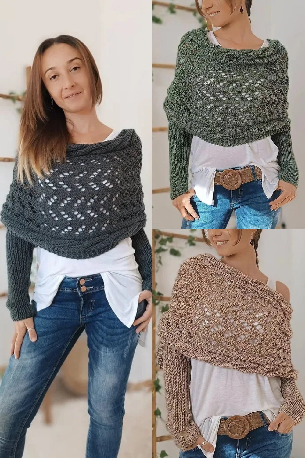 Eaksone - Knitted Wrap Shrugs For Women