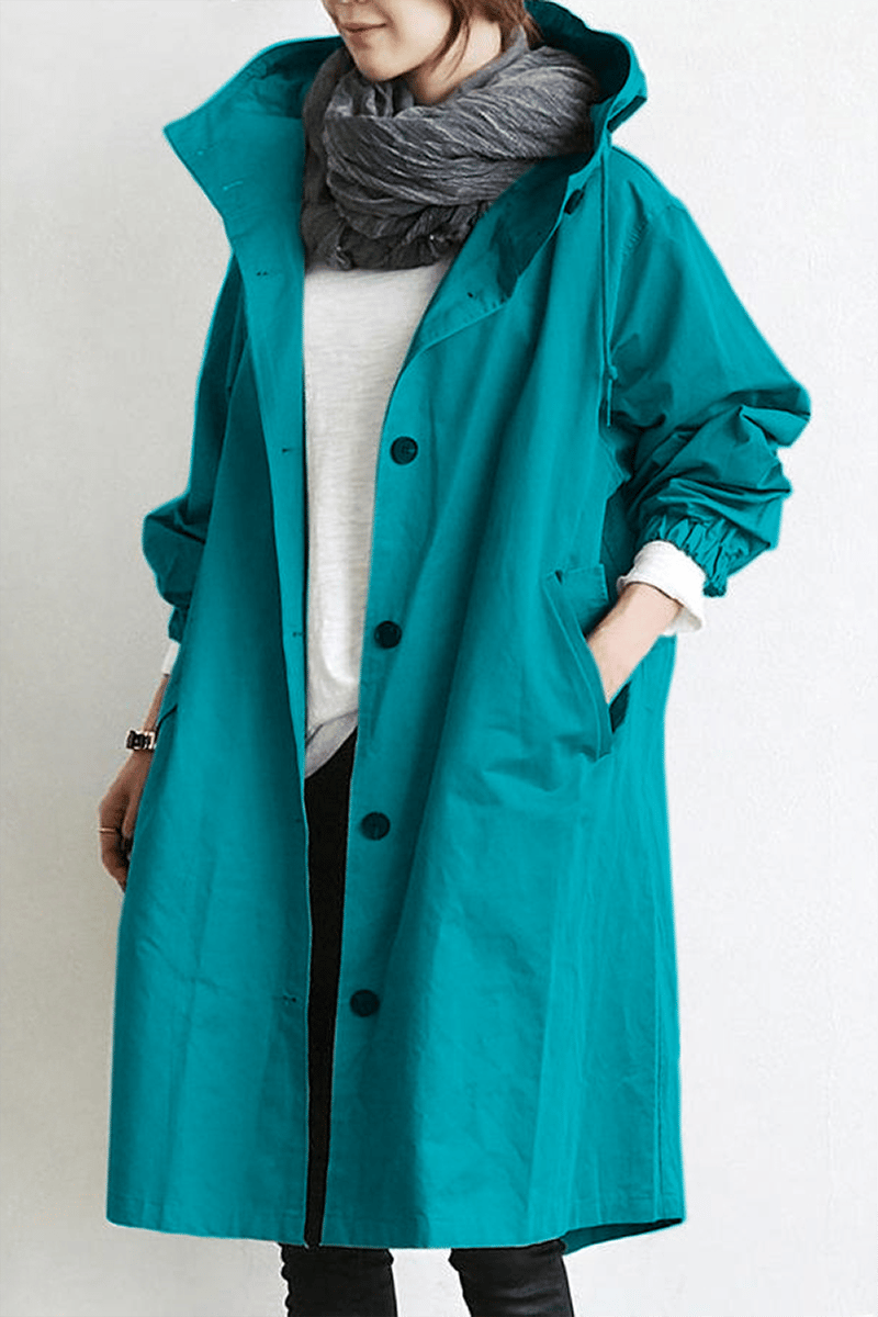 Eaksone - Water Resistant Oversized Hooded Windbreaker Rain Jacket