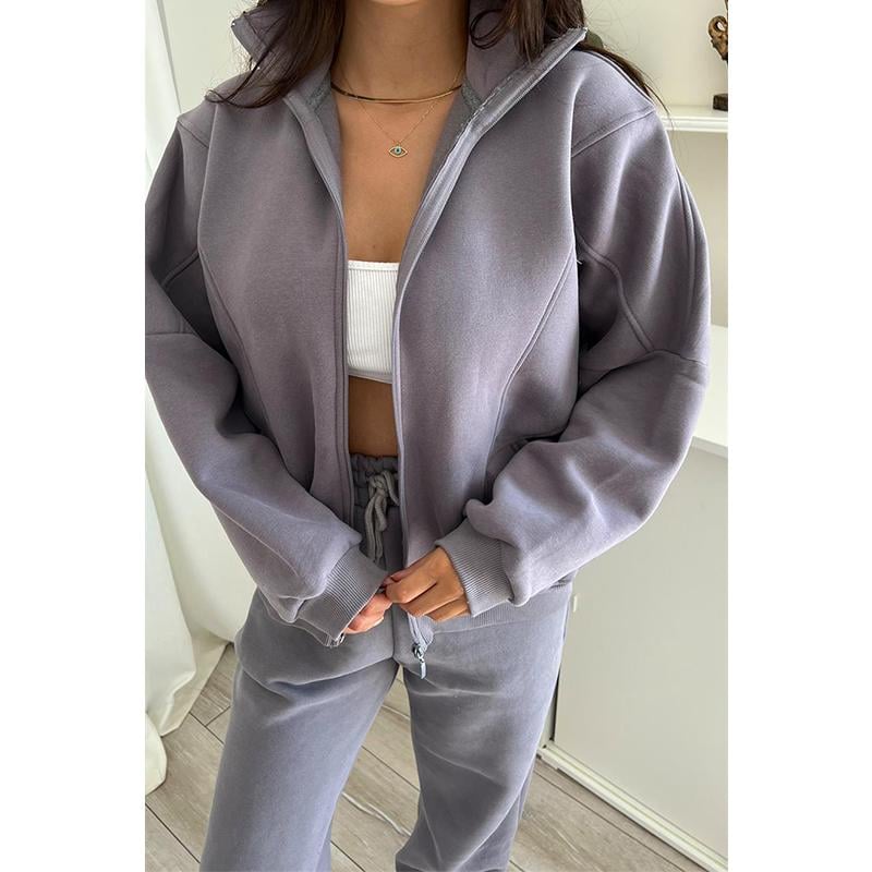 Eaksone - Triple Threaded High-Neck Casual Sportswear 2-piece set