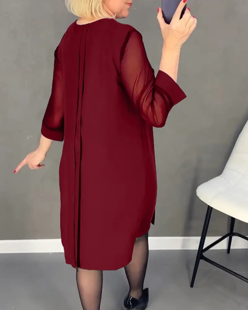 Eaksone - New Straight Medium Sleeve Dress