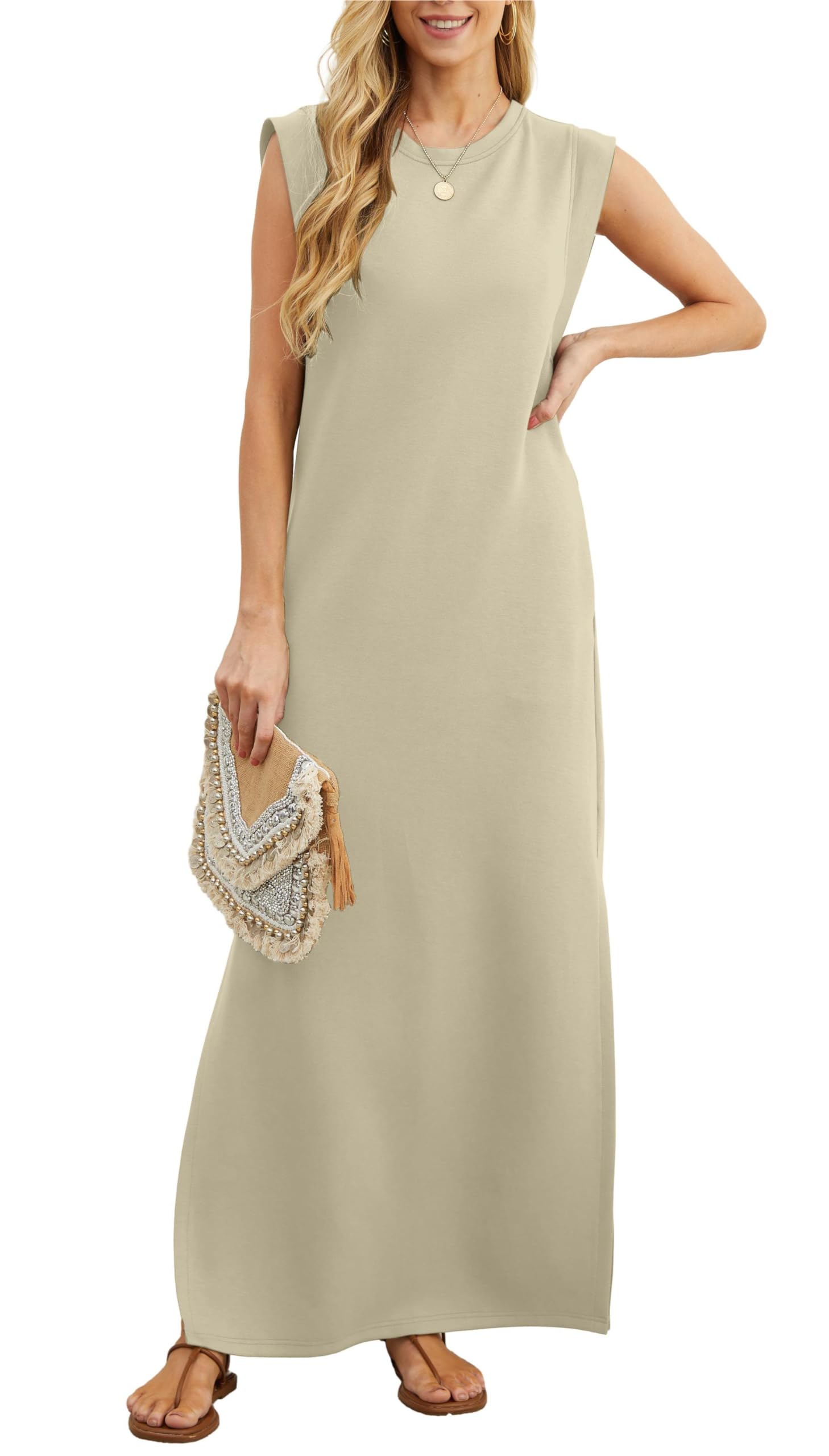 Eaksone - women's casual loose split wrinkle free maxi dress