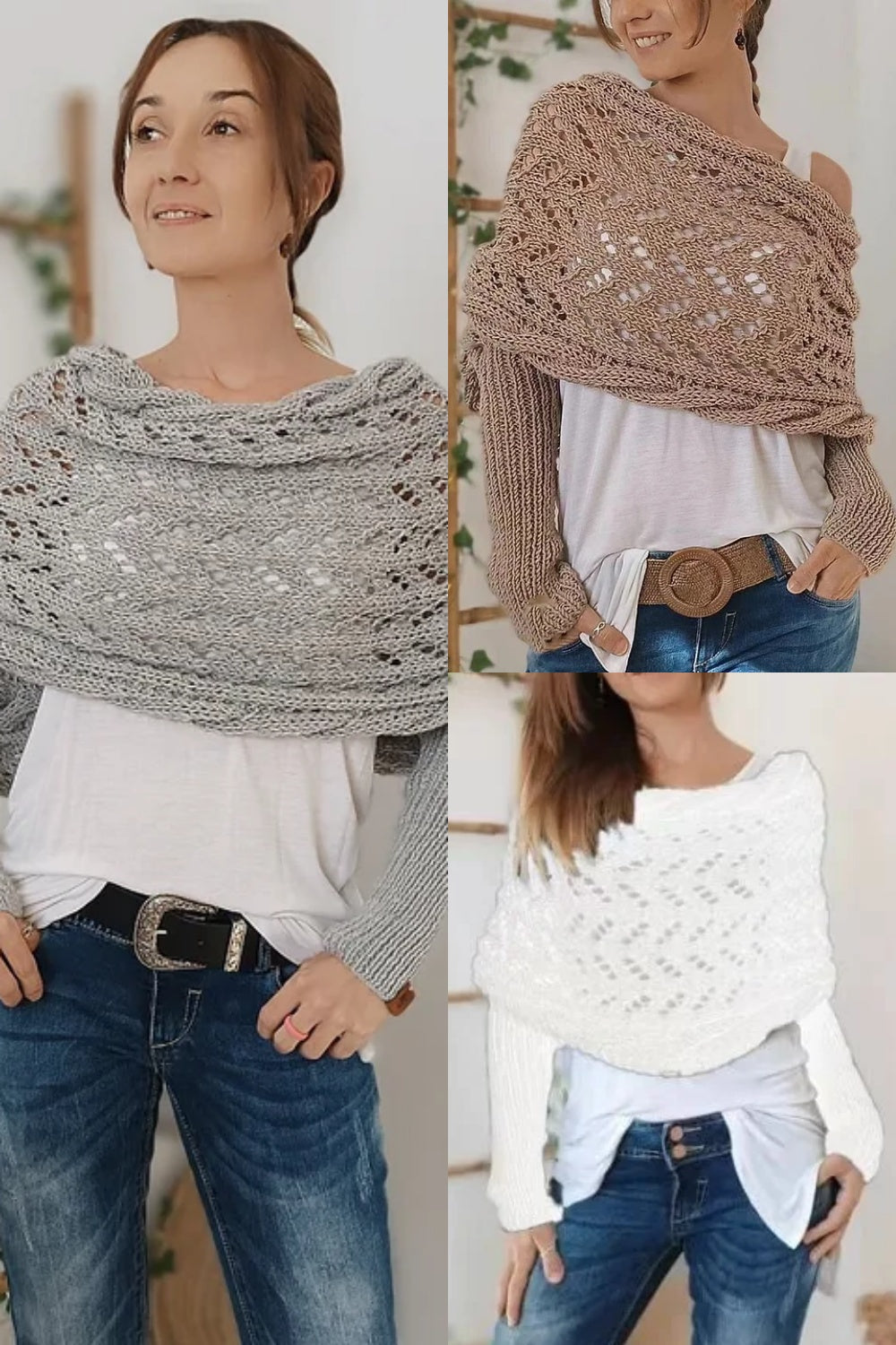 Eaksone - Knitted Wrap Shrugs For Women