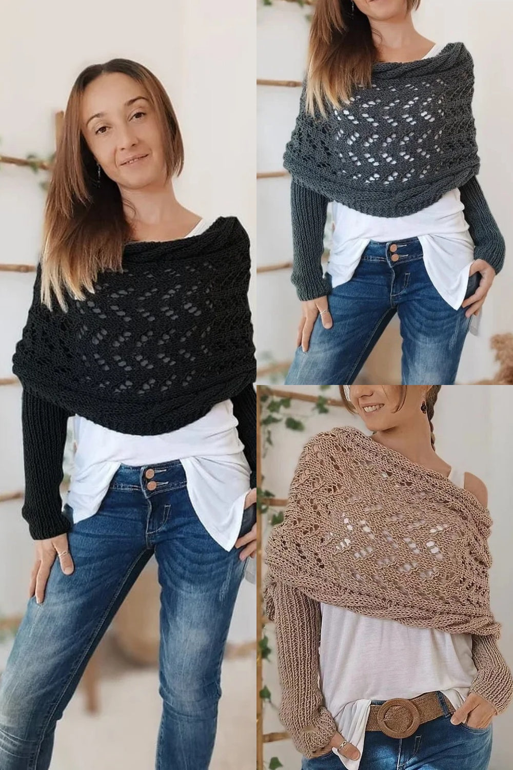 Eaksone - Knitted Wrap Shrugs For Women
