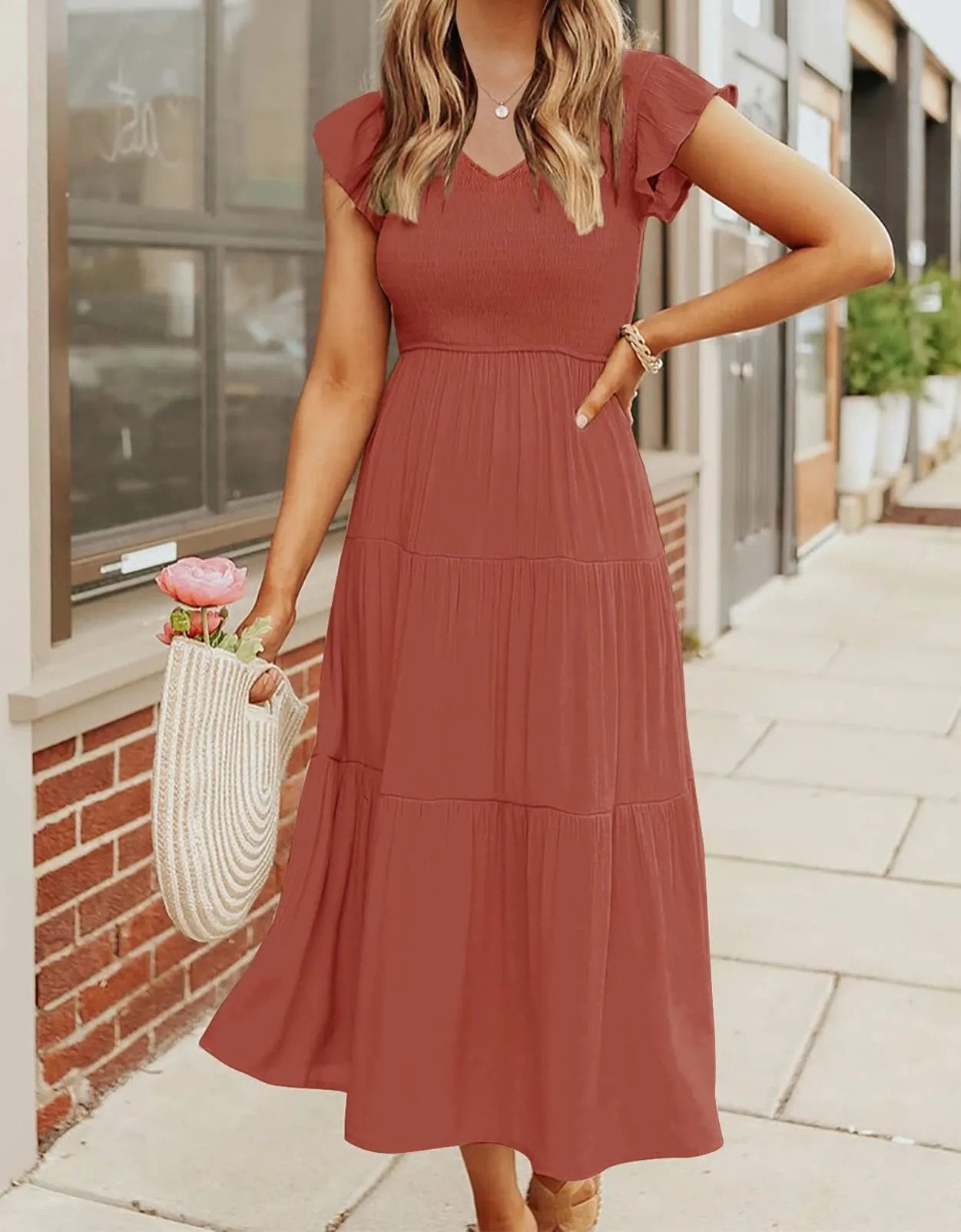 Eaksone - Women's summer casual flowing short midi dress