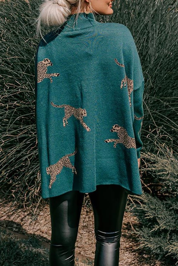 Eaksone - casual vintage tiger and leopard print long sleeve tops