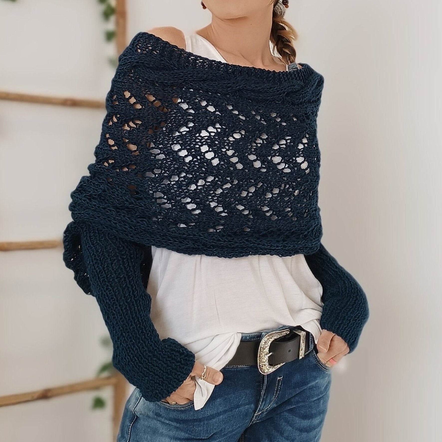 Eaksone - Knitted Wrap Shrugs For Women